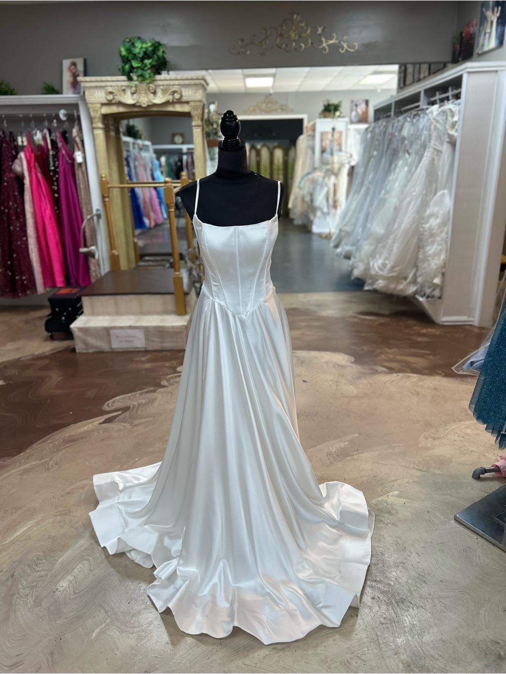 Portia And Scarlett White Satin A-Line Prom Dress